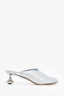 Loewe Silver Metallic Leather Toy Mules Size 38