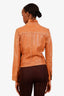 Red Valentino Brown Braided Leather Ruffle Jacket Size 42