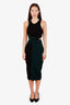 Ronny Kobo Black/Green Stretchy Zippered Cut Out Midi Dress Size M