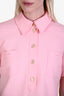 Gucci Pink Knit Collared Button Down Horsebit Logo Shift Dress Size 42
