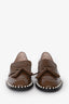 Stuart Weitzman Brown Leather Fringe Pearl Embellished Loafers Size 8
