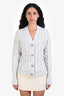 Gucci White/Silver Metallic Wool Cashmere Crystal Button Sweater Size S