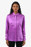 Frame Purple Silk Slim Pocket Shirt Size S