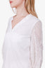 Brunello Cucinelli White Silk Feathered Blouse Size XS