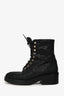 Pre-Loved Chanel™ 2022 Black Glitter Accents CC Logo Combat Boots Size 38