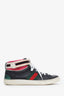Gucci Black Leather Web High Top Sneakers Size 37