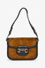 Gucci Brown Corduroy and Leather Trim Horsebit 1955 Small Shoulder Bag