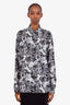 Saint Laurent 2017 Black/White Patterned Sheer Silk Shirt Size 38
