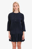 Miu Miu Navy Silk Ruffled Detail Midi Dress Size 40