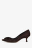 Manolo Blahnik Brown Suede Flower Appliqué Kitten Heel Size 39