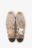Gucci Cream/Brown Canvas Bamboo Horsebit Flats Size 10