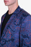 Etro Navy Blue/Red Silk Paisley Patterned Blazer Size 56 Men's