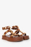 Valentino Brown Leather Roman Studs Platform Sandals Size 38
