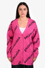 Balenciaga Cotton Wool Pink/Black Logo Oversized Cardigan Size XS