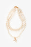 Vivienne Westwood Pearl and Crystal Three Row Pearl Drop Choker Necklace
