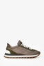 Brunello Cucinelli Olive Green Nylon Suede Trim Lace-Up Sneakers Size 37