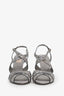Valentino Blue Leather Crystal Embellished Open Toe Shoe Size 38.5