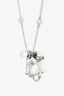 Christian Dior Silver Tone Logo Charm Beaded Necklace