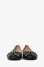 Pre-loved Chanel™ Black Leather Pearl Bow Toe Ballet Flats Size 36
