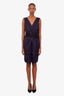 Lida Baday Purple Silk Draped Belted Sleeveless Midi Dress Size 6