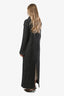 Pre-loved Chanel™ 2005 Grey Wool Camellia Pin Zip Up Long Coat Size 38