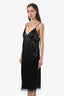 Gucci Black Satin Sheer Trim Sleeveless Midi Dress Size 42