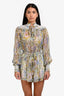 Zimmermann Blue/Purple Silk Long Sleeve Belted Mini Dress Size 0
