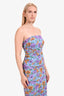 Veronica Beard Light Blue Multicolour Floral Print Ruched Mini Dress Size 2