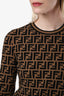 Pull à col rond Fendi marron/noir imprimé Zucca, taille 40