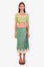 Doen Green Silk Lace Midi Skirt Size XXL