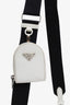 Prada White Patent Leather Square Crossbody Bag