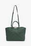 Burberry Green Embossed Check Leather Tote Bag with Strap