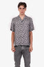 Amiri White/Grey/Black Silk Checkered Bowling Shirt Size 48 Mens
