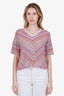 Grain Sasso Pink/Orange Multicolour Chevron Print Knit Top Size 40