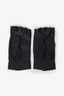 Gucci Black Leather Debossed GG Monogram Fingerless Gloves