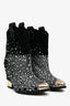Giuseppe Zanotti Black Suede Crystal Toe Cap Ankle Boots Size 38