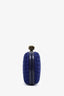 Bottega Veneta Blue Satin Intrecciato Knot Clutch With Chain