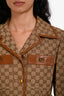 Gucci Brown Canvas and Leather GG Monogram Horsebit Belted Jacket Size 40