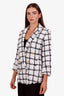 Balmain Black/White Cotton Double Breasted Blazer Jacket Size 42