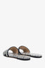 Christian Dior Blue Canvas Embroidered 'Dway' Slide Sandals Size 37.5