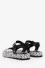 Pre-loved Chanel™ White/Black Woven Rope-Braided Ankle Strap Sandals Size 36