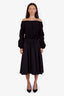 Moncler Black Ruched Off The Shoulder Midi Dress Size 42