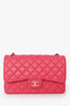 Pre-loved Chanel™ 2019-20 Pink Quilted Caviar Leather Jumbo Double Flap GHW