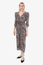 Isabel Marant White/Purple V Neck Ruched Dress Size 36