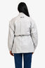 Fabiana Filippi Light Grey Leather Cinched Waist Convertible Safari Jacket Estimated Size XS