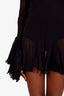 Khaite Black Sheer Ruffled Long Sleeve Mini Dress Estimated Size S