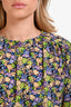 Maje Black/Multicolour Floral Long Sleeve Ruched Midi Dress Size 40