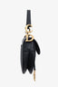 Christian Dior Black Grained Leather Mini Saddle Bag with Canvas Strap