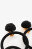 Oscar de la Renta Black Beaded Clip On Earrings