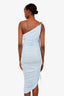 Bottega Veneta Blue One Shoulder Midi Draped Dress Size 38